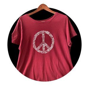 Old Navy Red Short Sleeve Tee with Peace Sign
